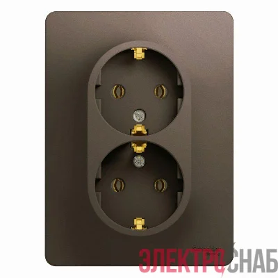 Розетка 2-м Glossa 16А с заземл. в сборе шоколад SE GSL000824