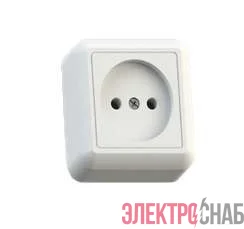 Розетка 1-м ОП Оптима РА10-375 10А IP20 без заземл. с монтаж. пластиной бел. Кунцево 8006