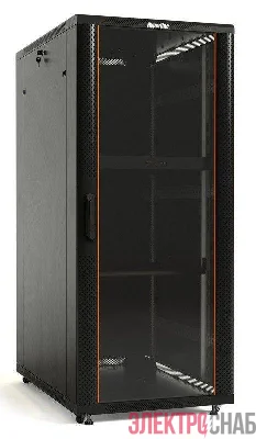 Шкаф напольный TTB-4268-AS 19дюйм 42U 2055х600х800мм перед. стекл. дверь со стальн. перф. боковинами задн. дверь сплошная ручка с замком крыша нового типа черн. (RAL 9004) Hyperline 392682