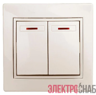 Выключатель 2-кл. СП Plano 10А IP20 1-105-02 250В с подсветкой сл. кость Intro Б0027604