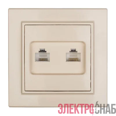 Розетка компьютерная + телефонная 2-м СП Минск RJ45 + Phone беж. EKF ERK00-135-20