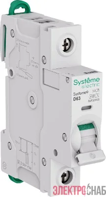Выключатель автоматический 1п D 63А 10кА Systeme9 230В SE S9F33163