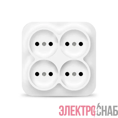 Розетка 4-м ОП 10А IP20 квадрат. без заземл. бел. IONICH 1448