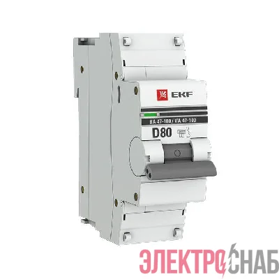 Выключатель автоматический модульный 1п D 80А 10кА ВА 47-100 PROxima EKF mcb47100-1-80D-pro