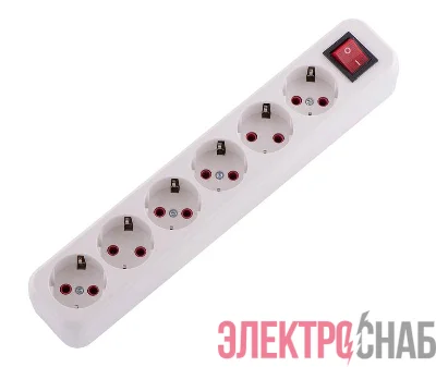 Колодка удлинителя 6-м с заземл. Lila с выкл. LEZARD 720-0600-602