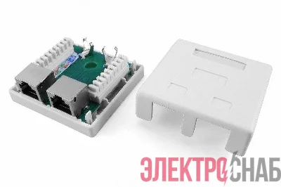 Розетка компьютерная 2-м ОП SB1-2-8P8C-C5e-SH-WH RJ45 (8P8C) кат.5E экранир. Dual IDC Hyperline 430233