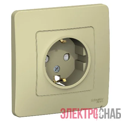 Розетка 1-м СП Blanca 16А IP20 250В с заземл. защ. шторки беж. SE BLNRS001117