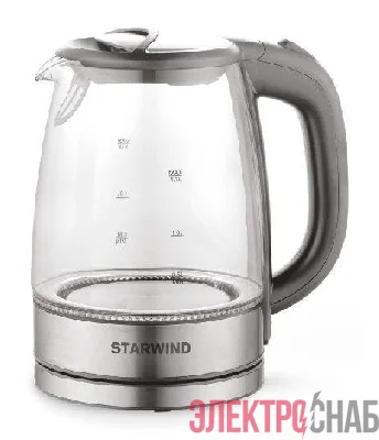 Чайник 1.7л. 2200Вт (стекло) сер./серебр. SKG2315 STARWIND 1204664