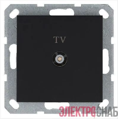 Розетка телевизионная оконечная TV Ф9.5мм механизм черн. матов. soft touch Jasmart G6001PB