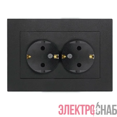 Розетка 2-м СП Афина 16А IP20 с заземл. в сборе графит Universal A0128-Gr