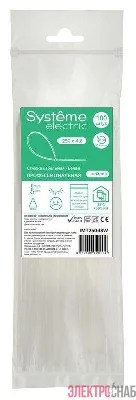 Стяжка кабельная 250х4.8 бел. (уп.100шт) SE IMT25048W