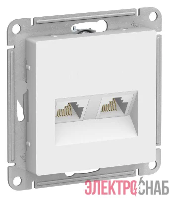 Розетка компьютерная 2-м AtlasDesign RJ45+RJ45 кат.5E механизм лотос SE ATN001385