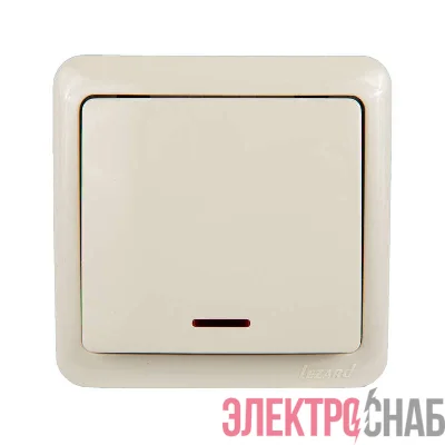 Выключатель 1-кл. ОП VIOLA 10А IP20 с подсветкой крем. LEZARD 751-0300-111