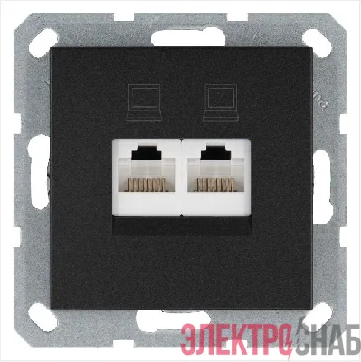 Розетка компьютерная 2-м RJ45 IP20 кат. 5E механизм антрацит Jasmart G6106B