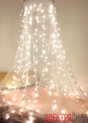Гирлянда светодиодная "Пучок" 7 нитей 1.8м 126LED тепл. бел. 220В провод зел. КОСМОС KOC_TRE-V71
