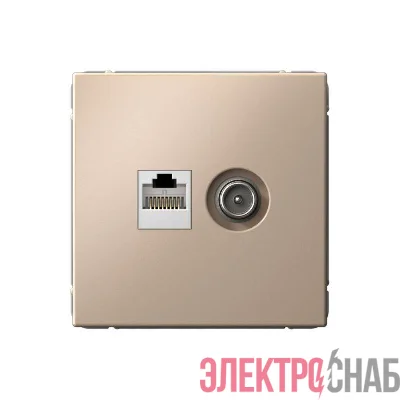 Розетка компьютерная + телевизионная 2-м ArtGallery RJ45 + TV кат.5E песочн. SE GAL001289