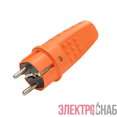 Вилка электрическая прямая 1ф 16А 250В IP44 с заземл. каучук оранж. (еврослот) UNIVersal 3031