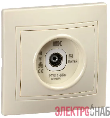 Розетка телевизионная проходная TV Кварта РТВ11-ККм крем. IEK KV-A10-P-K33