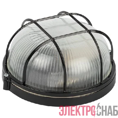 Светильник НБП 03-60-002 1х60Вт E27 IP54 акватермо алюм./стекло D176 круг черн. с решеткой Эра Б0063862