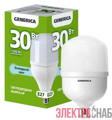 Лампа светодиодная HP 30Вт 6500К E27 230В GENERICA LL-HP-30-230-65-E27-G