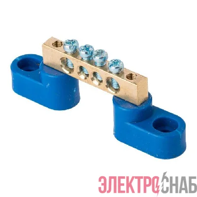 Шина нулевая N 6х9 4 отвер. латунь 2 син. угловых изолятора PROxima EKF sn0-2-63-04