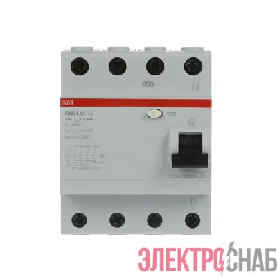 FH204 AC-25/0,03 Выключатель дифференциального тока 4-модульный EU 2CSF204002R1250 (замена для 2CSF204004R1250)