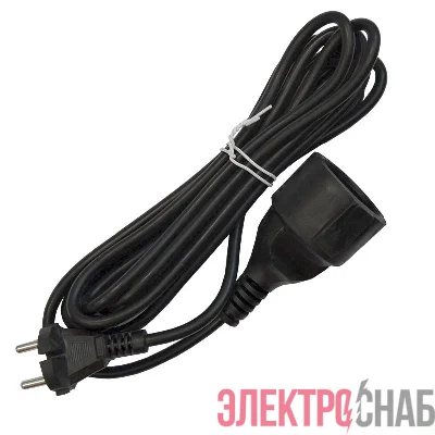 Удлинитель-шнур 1х3м без заземл. 10А IP20 ПВС 2х1 черн. DOMTOK 2339