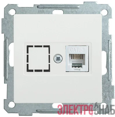 Розетка компьютерная СП Bolero РК10-1-Б RJ45 кат.5E механизм бел. IEK EKB15-01-K01