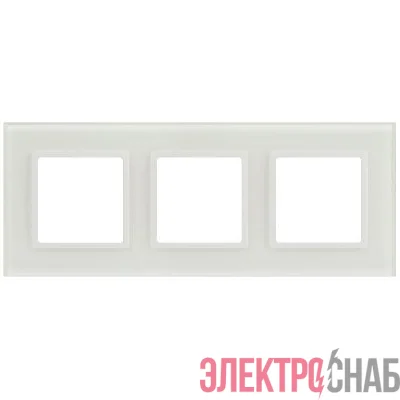 Рамка 3-м Elegance 14-5103-01М для розеток и выключателей стекло матов. бел. Эра Б0065836