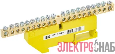 Шина PE "земля" на DIN-изоляторе ШНИ-6х9-20-Д-Ж IEK YNN10-69-20D-K05