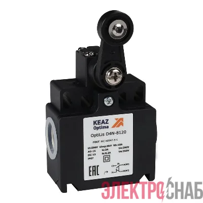Выключатель концевой OptiLiS D4N-8120 рычаг пластик. с роликом пластик. EN 50047 XCKT2118P16 КЭАЗ 365318
