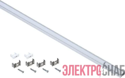 Профиль алюминиевый для LED ленты 1607 накладной прямоуг. опал (дл.2м) компл. аксессуров IEK LSADD1607-SET1-2-N1-1-08