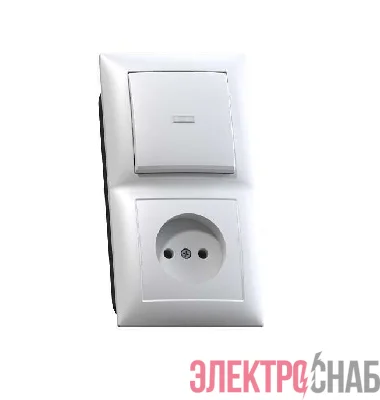 Блок СП БКВР-417 Селена (1-кл. выкл. и индик.+ розетка) бел. Кунцево 8210