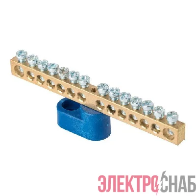 Шина нулевая N 6х9 14 отвер. латунь син. угловой изолятор PROxima EKF sn0-63-14-1