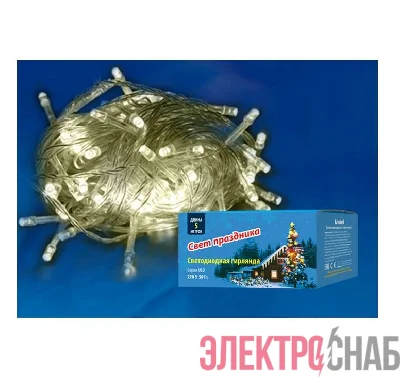 Гирлянда светодиодная ULD-S0500-050/DTA WARM WHITE IP20 5м с контроллером 50 светодиодов тепл. бел. провод прозр. Uniel UL-00005256