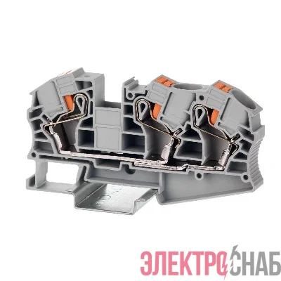 Клемма проходная зажим push-in 3 точки подкл. 16кв.мм сер. DKC VPR-16-TWIN-GY