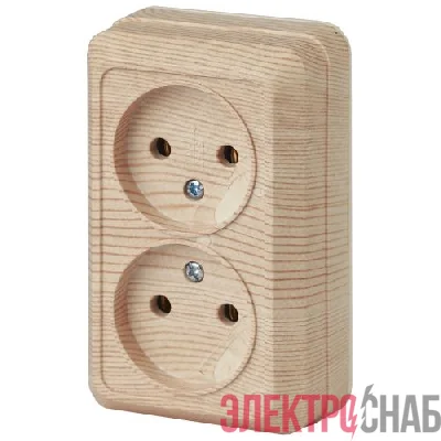 Розетка 2-м ОП Quadro 2-203-11 16А IP20 250В 2х2P сосна Intro Б0053798