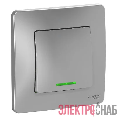 Выключатель 1-кл. СП Blanca 10А IP20 (сх. 1) 250В с подсветкой алюм. SE BLNVS010113