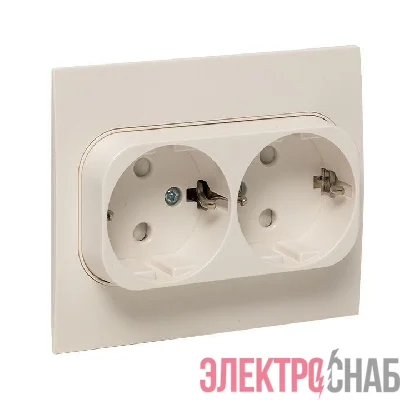Розетка 2-м СП Стокгольм 16А IP20 с заземл. защ. шторки механизм бел. PROxima EKF EYR16-128-10