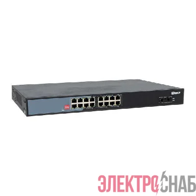 Коммутатор неуправляемый промышленный U-2GX/SFP-16GTP-R 2 порта 1000Base-X SFP 16 портов 10/100/1000Base-T(X) RJ45 c PoE монтаж в 19" стойку TSX EKF TSX-U-2GX/SFP-16GTP-R