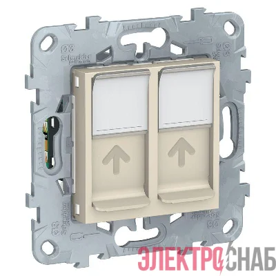 Механизм розетки компьютерная UNICA NEW RJ45 двойная кат.5е UTP беж. SchE NU542044