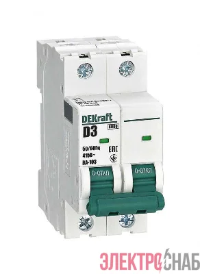 Выключатель автоматический модульный 2п D 3А 6кА ВА-103 DEKraft 12346DEK