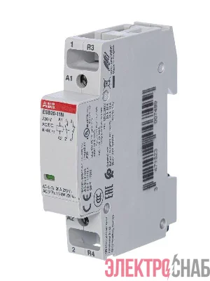 Контактор ESB20-11N-06 модульный (20А АС-1 1НО+1НЗ) катушка 230В AC/DC ABB 1SBE121111R0611