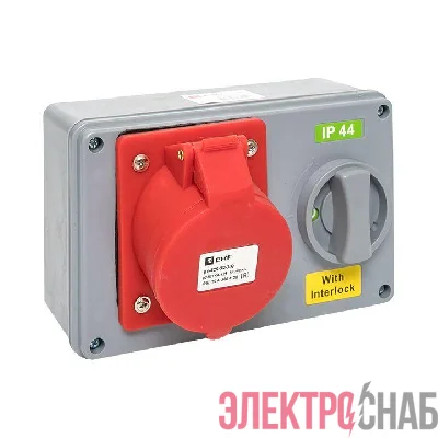 Розетка 1425 3Р+РЕ+N 32А 380В IP44 с блокировкой и выкл. EKF ps-1425-32-380
