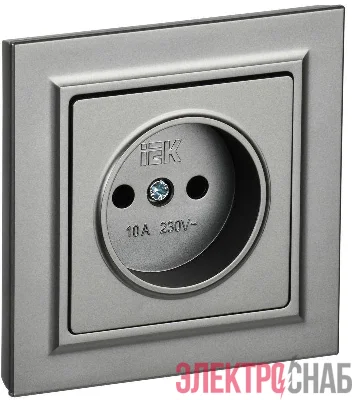 Розетка СП BRITE РСР10-1-0-БрС 10А в сборе без заземл. без защ. шторок сталь IEK BR-R10-10-K46-F