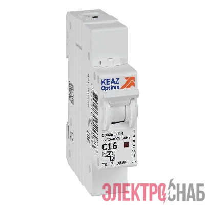 Выключатель автоматический модульный 1п C 16А 4.5кА OptiDin BM63-1C16-4.5-УХЛ3 КЭАЗ 326794