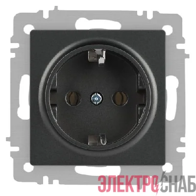 Розетка 1-м СП Accent 6-202-07 16А IP20 250В 2P+E Schuko графит Intro Б0063697