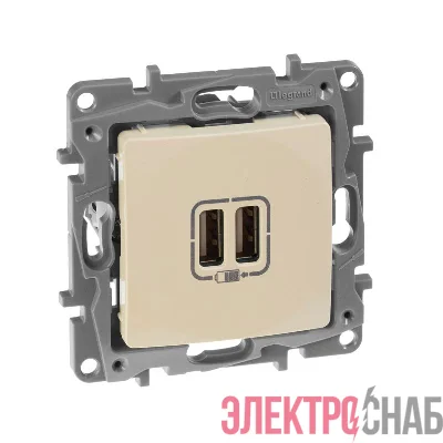 Розетка USB 2-м СП 2мод. Etika 240В/5В 2400мА механизм сл. кость IEK 672394