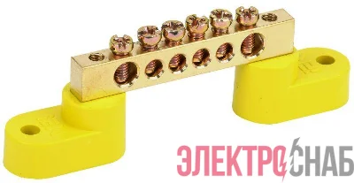 Шина PE &quot;земля&quot; ШНИ-6х9-6-У2-Ж на двух угловых изоляторах IEK YNN10-69-6C2-K05