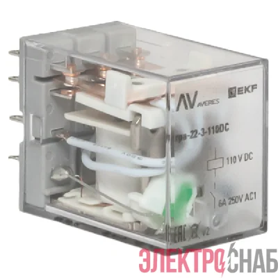 Реле промежуточное RPA 22/3 6A 110В DC AVERES EKF rpa-22-3-110DC